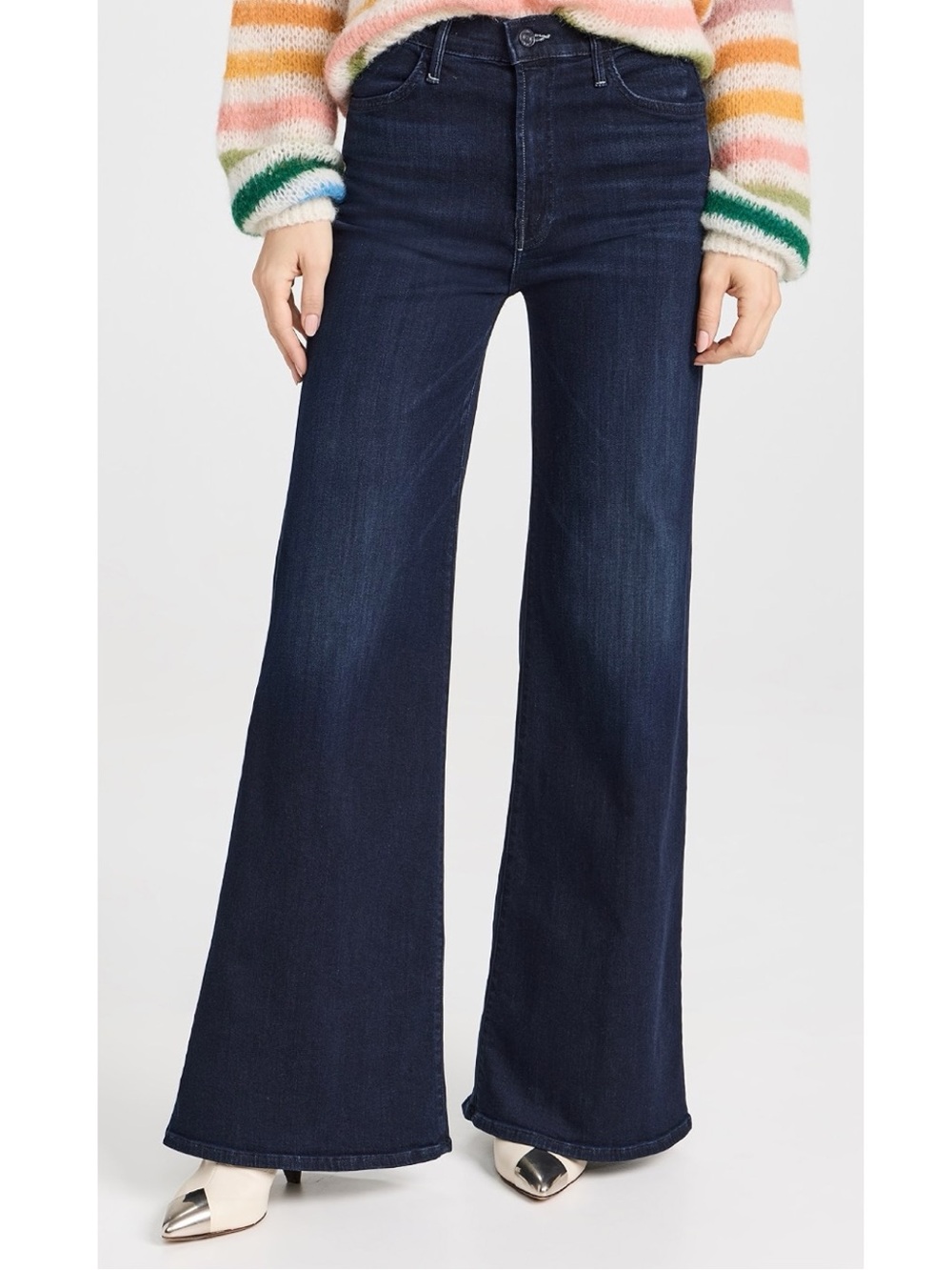 MOTHER Hustler Roller Sneak Jeans Karaoke in Kyoto Blue Wide Leg Flare Size 29